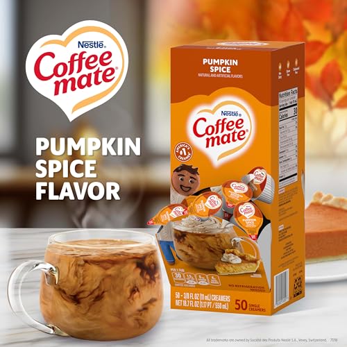Nestle Coffee mate Coffee Creamer, Pumpkin Spice, Liquid Creamer Singles, Non Dairy, No Refrigeration, 0.375 fl oz Tubs (Pack of 200) - Image 3
