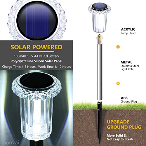 Gorrzai COO-55T10 Solar Pathway Lights 15 Pack Solar Lights Outdoor, Led Waterproof Solar Powered Yard Walkway Lighting Stainless Steel Garden Stake thumb #1