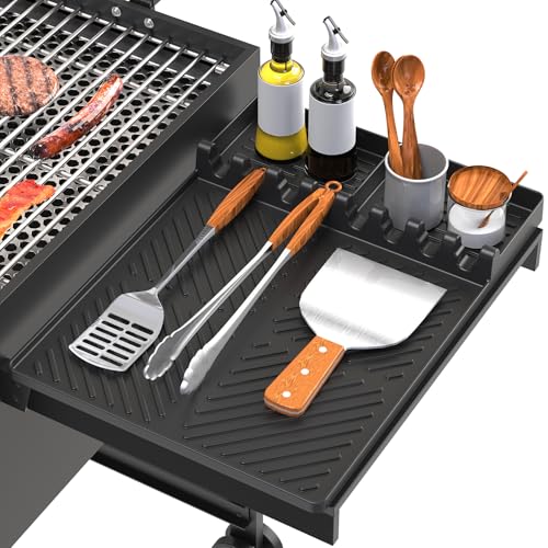 Image of Silicone Grill Mat Compatible with Blackstone, Silicone Griddle Tools with Drip Pad, Spatula Mat for Outdoor Grill Kitchen Counter (Black)