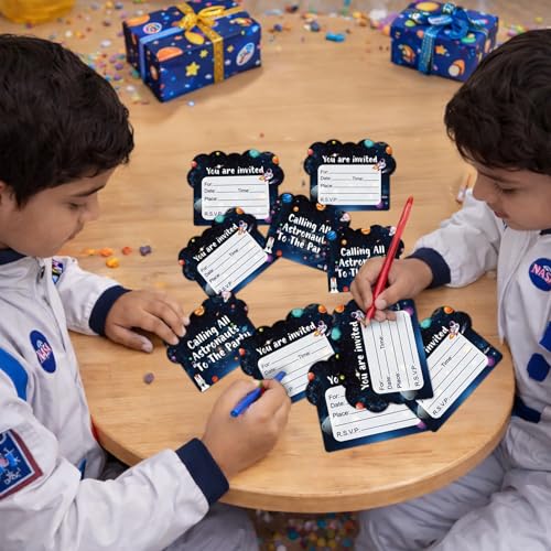Image of Party Propz Space Theme Birthday Invitation Cards - 20 Pcs, Calling All Astronauts Kids Birthday Invitation Card, Double-Sided Outer Space Invitation Card (Cardstock)