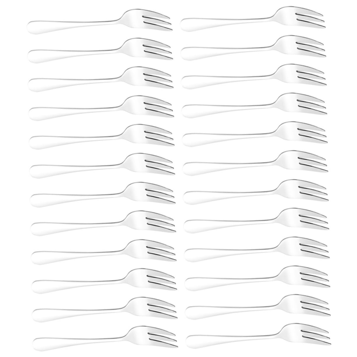 Tenedor de Postre de Acero Inoxidable, 24 Piezas, Plata | Juego Versátil y Cómodo, Formato Pequeño Portátil, Adecuado para Fruta y Mesa