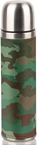 Botella de agua aislada al vacío de camuflaje de 17 onzas, termo de café de acero inoxidable con diseño de camuflaje forestal, a prueba de fugas,