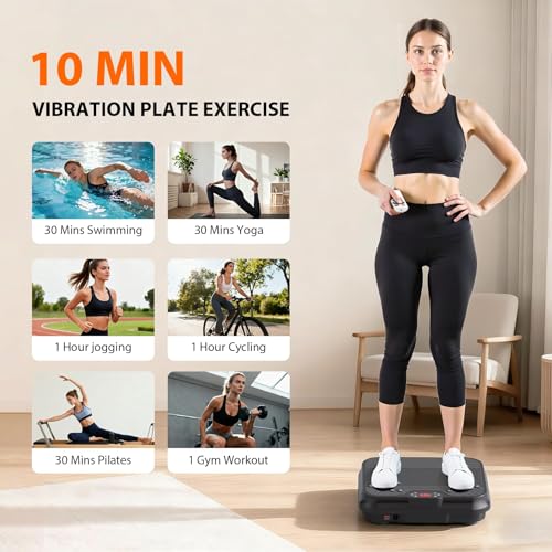 Image of Vibration Plate Exercise Machine for Lymphatic Drainage | 400Lbs Capacity Vibration Platform Machine with 4Resistance Bands, 250-Speed Setting for Leg Massage, Fat Burning&Weight Loss