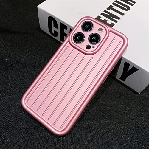 Coque iPhone 14 Pro Max 3D Stripes en métal rose chic