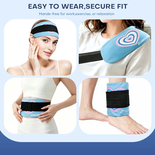 Image of Gel Ice Packs for Injuries Reusable 2 Packs Hot Cold Gel Wrap with Strap