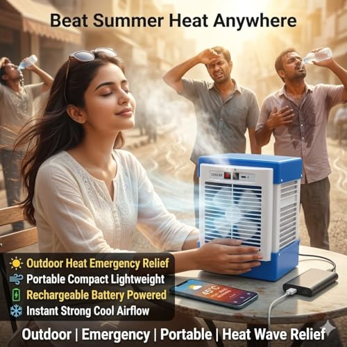 Image of Portable USB Rechargeable Personal Cooling Fan with Dual Speed Settings, Compact Tabletop Air Circulator for Home, Office, Study Desk and Travel