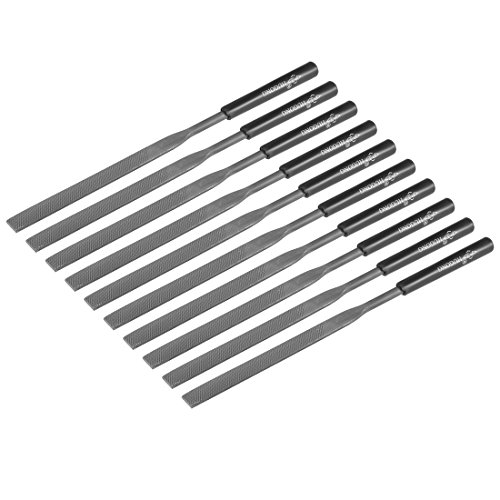 Uxcell 10Pcs Second Cut Steel Flat Needle File With Plastic Handle, 5Mm X 180Mm #TOP13