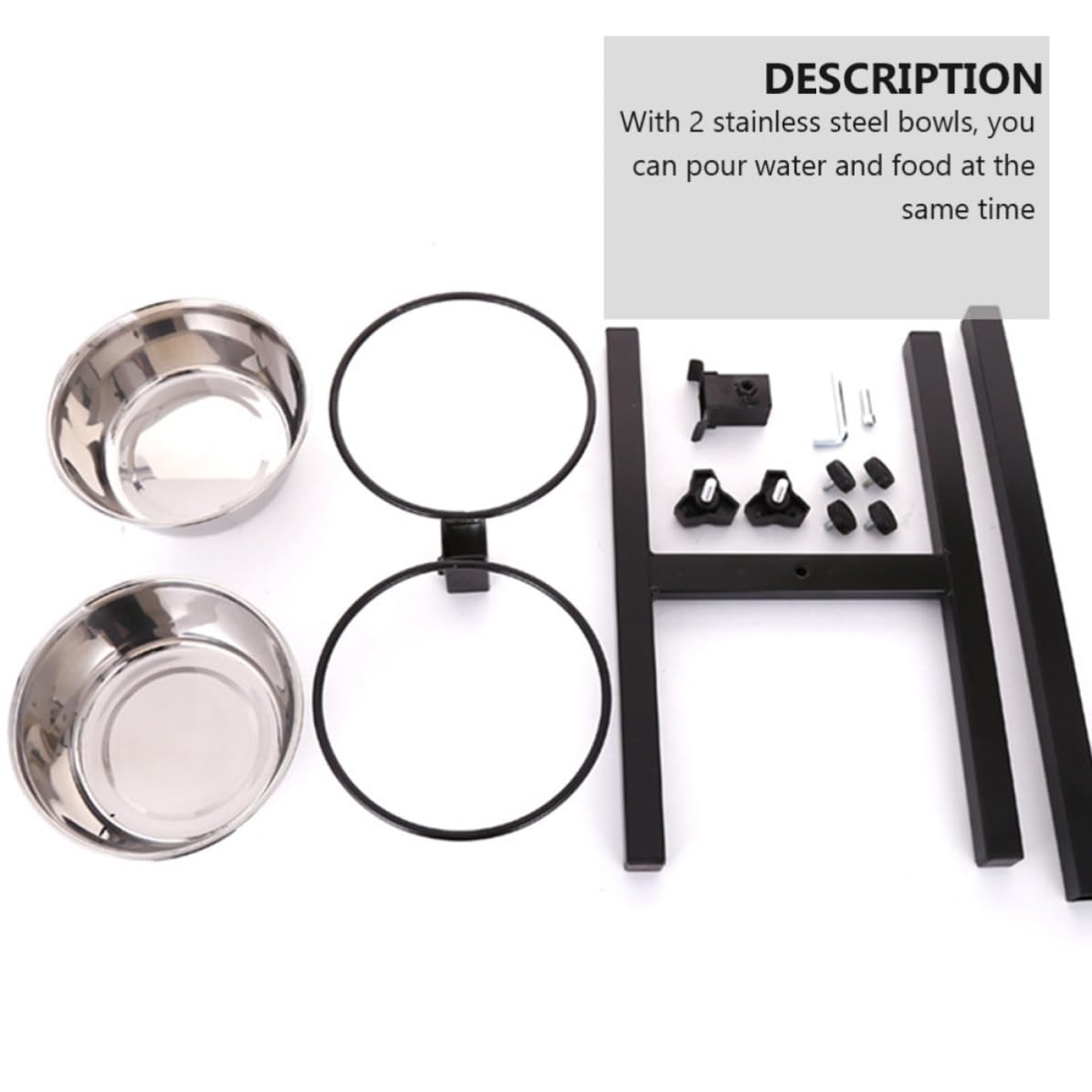Healvian Gamelle Supports Bols Chien Hauteur pour Réglable en Acier 2 Inoxydable Pliables avec Base Stable à Quatre pour Alimentation et Eau en Voyage