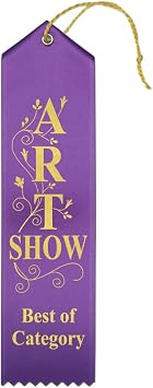 RibbonsNow Art Show Best of Category Ribbons - 25 Purple Ribbons with Card & String