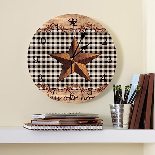 Wall-Clock-10-Inch-Silent-Non-Ticking-Western-Texas-Star-and-Primitive-Berry-Country-4th-of-July-Round-Decorative-Clock-for-Living-Room-Bedroom-Kitchen-School-Easy-to-Read-Battery-Operated-Mute-Clock Wall Clock 10 Inch Silent Non Ticking Western Texas Star and Primitive Berry Country 4th of July Round Decorative Clock for Living Room Bedroom Kitchen School Easy to Read Battery Operated Mute Clock