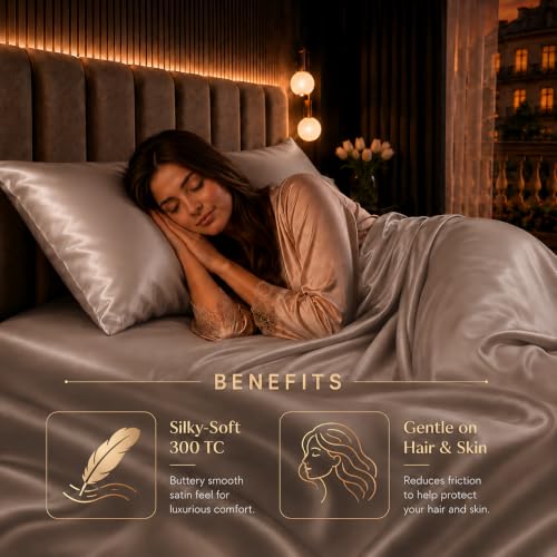 Image of Cloth Fusion Flat Satin Bedsheet Super King Size 108x108 inch