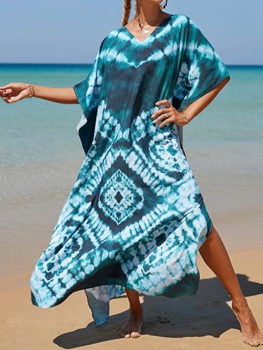 Image of Kaftan Dresses for Women Plus Size Summer Beach Dress with Print and Swim Cover Ups