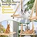 CATISM Cat Window Perch - Foldable Cat Hammock for Window, Soft Seat Machine Washable, Solid Wood Frame, 4 Suction Cups, Cats Window Hammock Load Weight Up to 40lbs