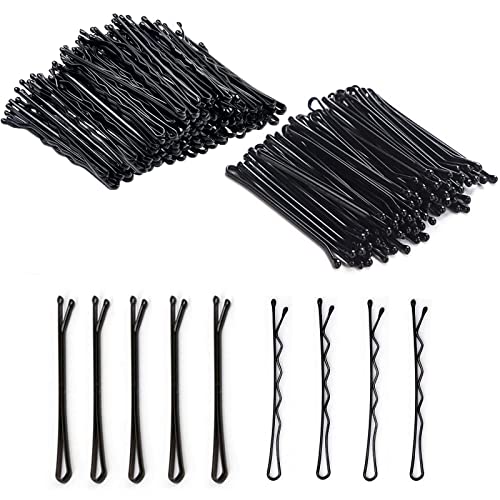 200 Pieces Bobby Pins,Hair Pins for women,Black hair Grips Clip,Wavy Bobby Pins and Straight clip Hair Grips Slides Metal Hair Clips