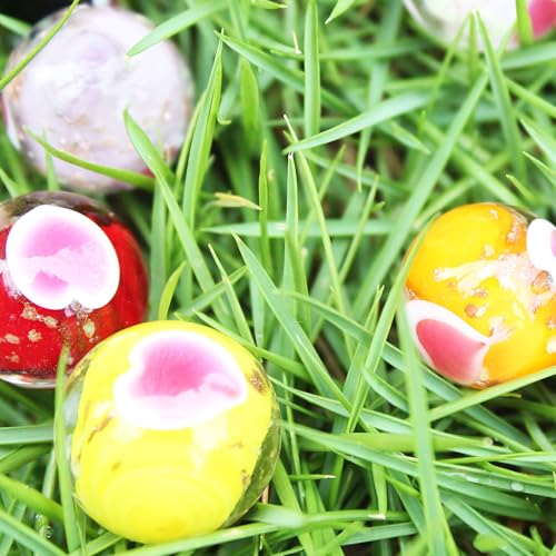 Image of VEALIZUU 10 PCS Glass Marbles for Kids - 0.63inch Handmade Colorful Heart and Glow in The Dark Marbles - Games Accessories for Boys and Girls - Unique Bulk for Home Decoration