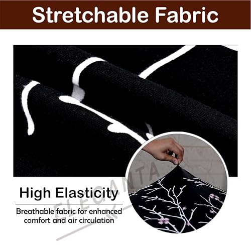 Image of Eleganta Stretch Boss Office Chair Cover Printed Computer Chair Covers with Armrest Cover Universal Removable Spandex Rotating Chair Slipcovers Soft Desk Chair Seat Protector Black Branch (Pack of 8)