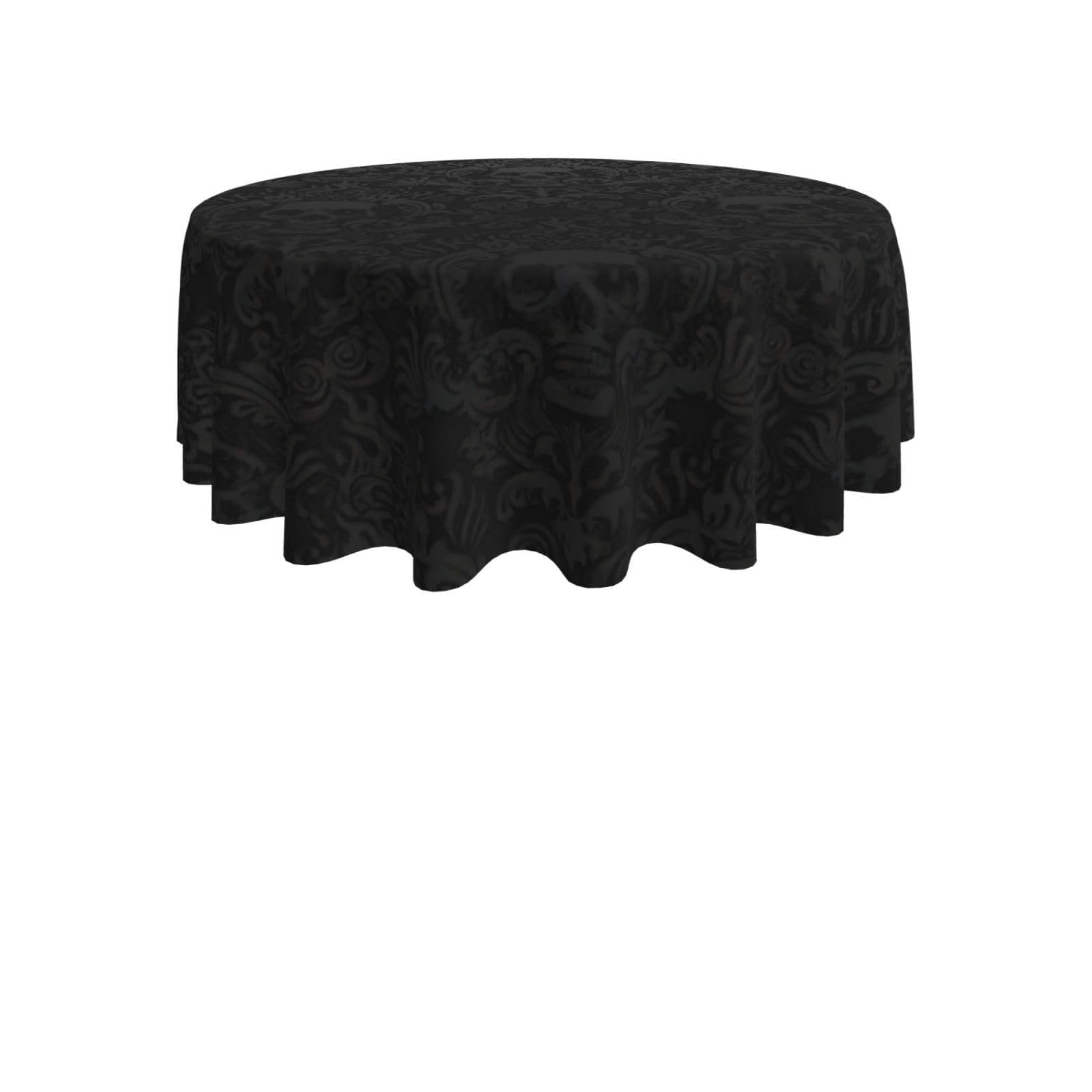 ENGhjes gothic wallpaper skull Print Round Tablecloth 60in Washable Stainproof Polyester Cloth for Kitchen Idea
