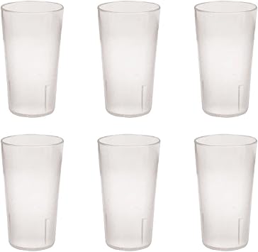 12 Ounce Restaurant Tumbler Beverage Cup, Stackable Cups, Break-Resistant Commmerical Plastic, Pebbled Texture, Set of 6 - Clear
