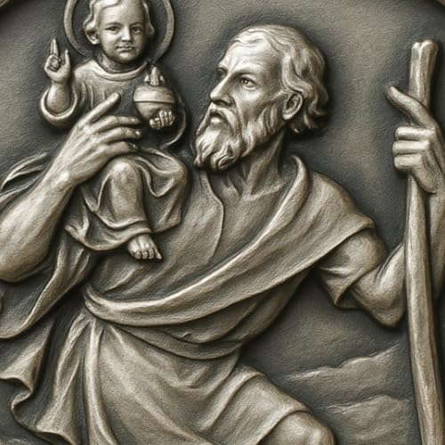 ELBKAISER – Christopherus Auto Magnet – Silber – Heiliger Christophorus Plakette fürs Auto – Schutzpatron - Autofahrer & Schutzengel Auto Magnet, edle Christophorus Auto als Geschenk