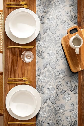Image of Casableu Calvia Grey 6 Seater Table Runner Dust-Proof Table Runner for Dining Tabletop Decoration | Size: 13x72 Inches