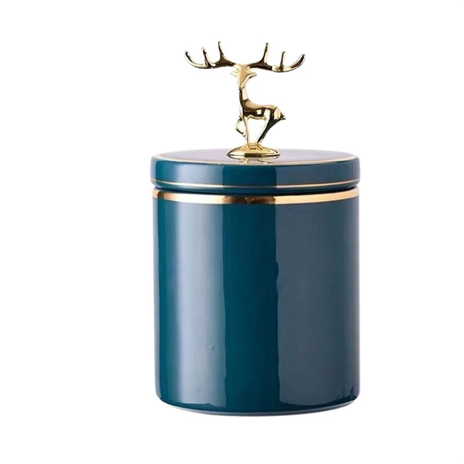 Jonesangle Pet Urn Cat Dog Died Memorial Sealed Moisture Collection Hair Memorial Home Put Urn Moisture Storage Jar(Deer-dark green L)