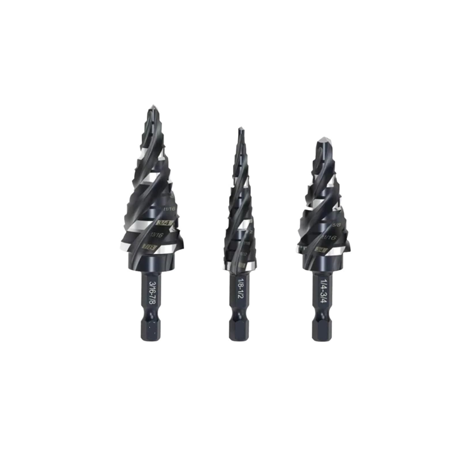 Juego de brocas escalonadas 3 piezas Kit perforación rápida con vástago 1/4"