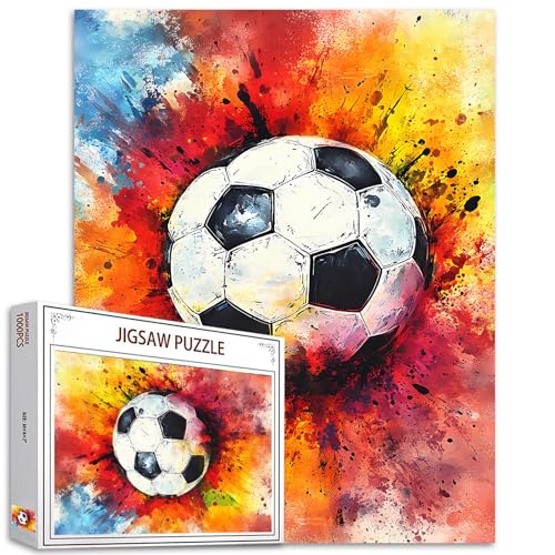 Tucocoo Fußball-Aquarell-Puzzles, 1000 Teile, DIY-Bastelpuzzle für Erwachsene, Heimdekoration, Geschenke, Familien-Puzzle