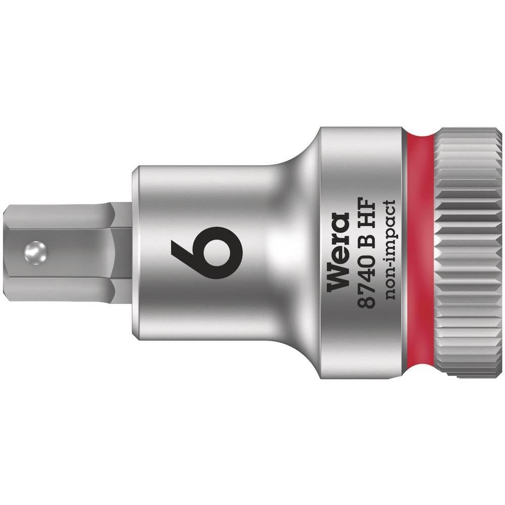 Wera 8740 B Hf Zyklop In-Hex-Plus Holding Function Bit Socket, 3/8" Drive, 6X35mm, 05003035001 Red