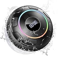 Hupoaf Shower Speaker Bluetooth,Waterproof Speaker IPX7,360 Surround Sound Portable Bluetooth Speaker with Dynamic Lights for Bathroom, Outdoor, Kayak, Travel, Beach