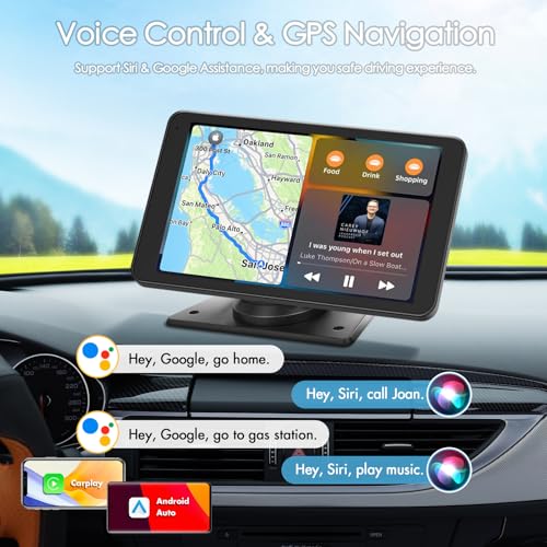 undefined Portable Wireless Carplay Car Stereo, 7" HD Touchscreen for Car with Apple CarPlay & Android Auto with Backup Camera/Mirror Link/Voice Control/Bluetooth/GPS/AUX/FM Satellite Radio for All Vehicles の商品画像 2