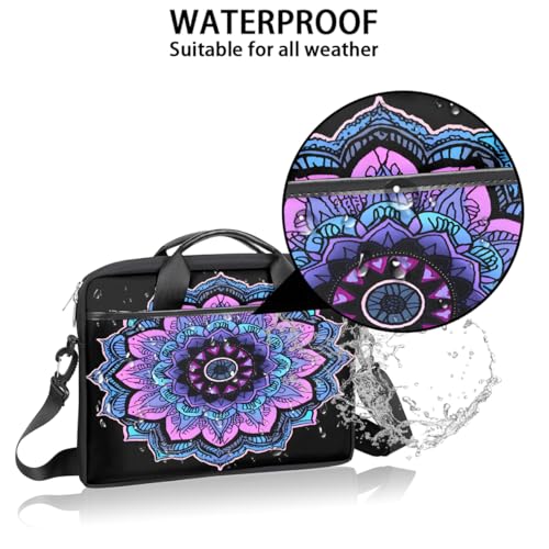Bolsa para portátil Mandala Floral Morada 15 pulgadas miniatura 3