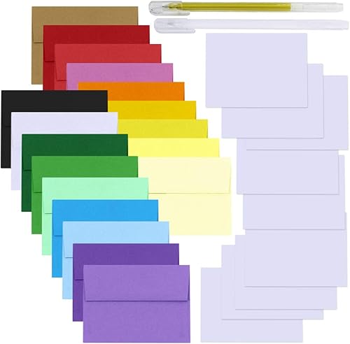 90 juegos de sobres de invitación A4 de 18 colores para despegar y presionar autoadhesivos, sobres de 4 14 x 6 14 con tarjetas planas blancas A4 en