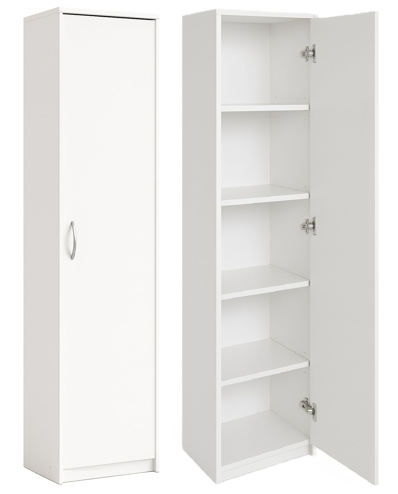 Armoire de bureau multi-usages, avec 1 porte et 5 compartiments, universelle, pour bureau et maison, 180 x 40 x 35 cm (blanc)