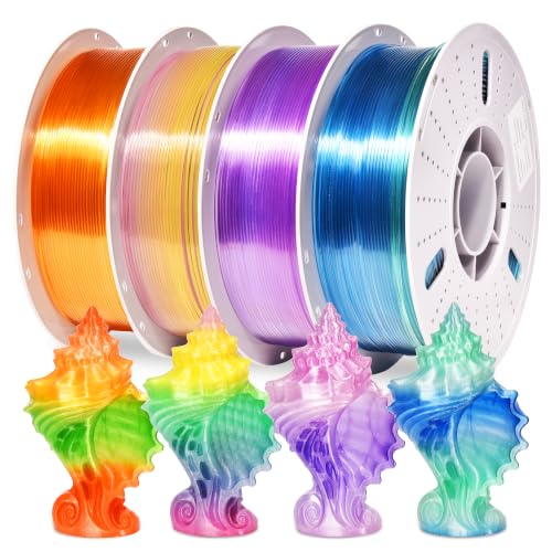Image of PINBALL PETG Rainbow 3D Printer Filament 1.75mm, Multicolor Translucent PETG Filament Bundle, Accuracy + /- 0.02 mm, 4kg in Total