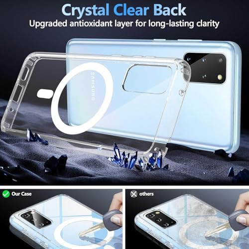 Image of JGD PRODUCTS Magnetic Case for Samsung Galaxy S20 5G Compatible with MagSafe, Shockproof Phone Bumper Cover, Anti-Scratch Clear Back (Clear)