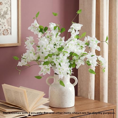 Image of Decor & More 2 PCS Artificial Flowers Bunch - Realistic Silk Bougainvillea Long Stem Artificial Flower Bunch Without Pot | Artificial Flower for Decoration | (Without Pot)