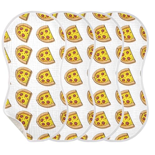 xigua Cartoon Pizza Slices Muslin Baby Burp Cloths Set of 1, Super Soft & Absorbent Burping Rags, Cotton Burp Clothes Shower Gift for Newborn, Baby Girls and Boys3
