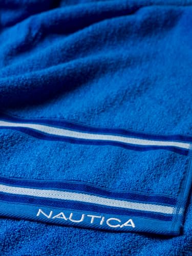 Image of NAUTICA Super Soft Zero Twist 100% Cotton Towel -4pc Face Towel (Vintage Crew Stripe) Solid-Royal blue-500 GSM