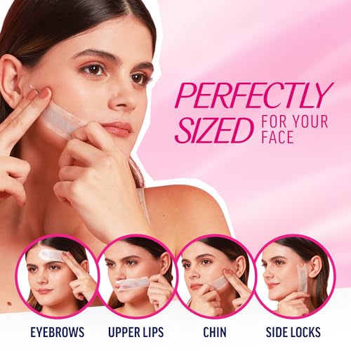 Image of Veet Face Wax Strips for Sensitive Skin (4 strips + 1 post finish wipe) (Pack of 5) | Painless, Quick & Gentle Facial Hair Removal | Ready to Use for Upper Lip, Eyebrows, Chin, Sidelocks