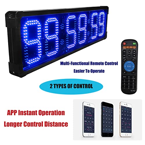 Cronómetro digital LED para exteriores, 6 dígitos, fuente grande de 8 pulgadas, control remoto y por aplicación, resistente al agua IP65, ideal para competencias al aire libre, gimnasios y maratones (Color: Amarillo) miniatura 5