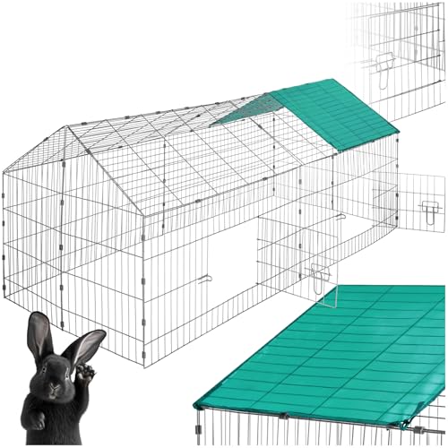 tectake® Clapier Lapin Exterieur Cage Cochon d'Inde Cage Lapin & Autres rongeurs 180 x 75 x 75 cm en Métal avec Parc XXL Sol sans Fond 2 Portes verrouillables &...