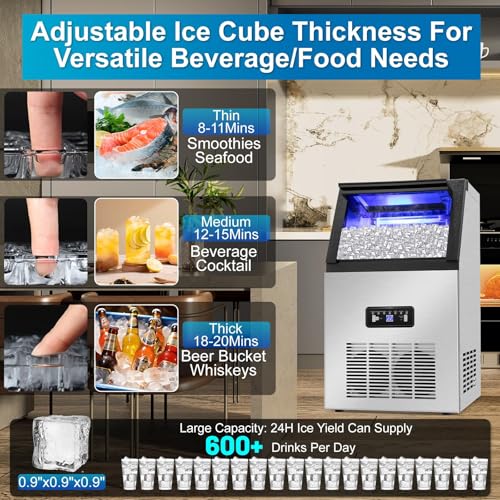 Fabricadora de Hielo Comercial 130 lbs/24h Acero Inoxidable miniatura 6