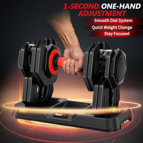 Adjustable Dumbbell Set Pair 25 lb or 50 lb, Adjustable Dumbbells 10-in-1 Free Weight Set, 1-Second Dial Weight Adjustment,Space-Saving Design with Storage Base, Home Gym Strength Training Equipment - Image 4