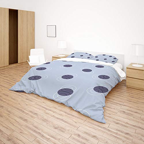 Parure de lit en polyester de qualité supérieure motif cercles bleu clair - 5