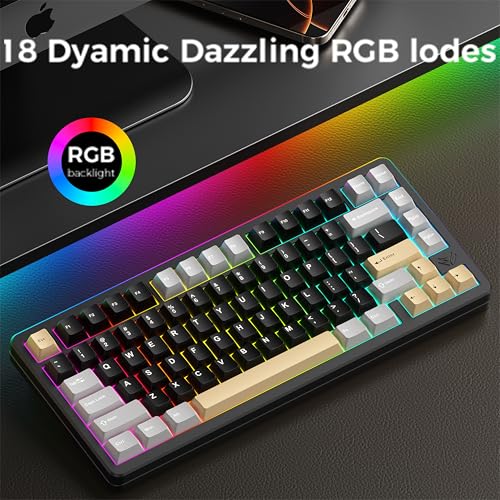 Image of MK INKY75 CNC Aluminum Mechanical Keyboard Triple-Mode Connectivity Gaming Keyboard, 75% Layout Mechanical Keyboard,with Superior Acoustics, Creamy Sounding, RGB /HMX /4000mAh(Raven Black)