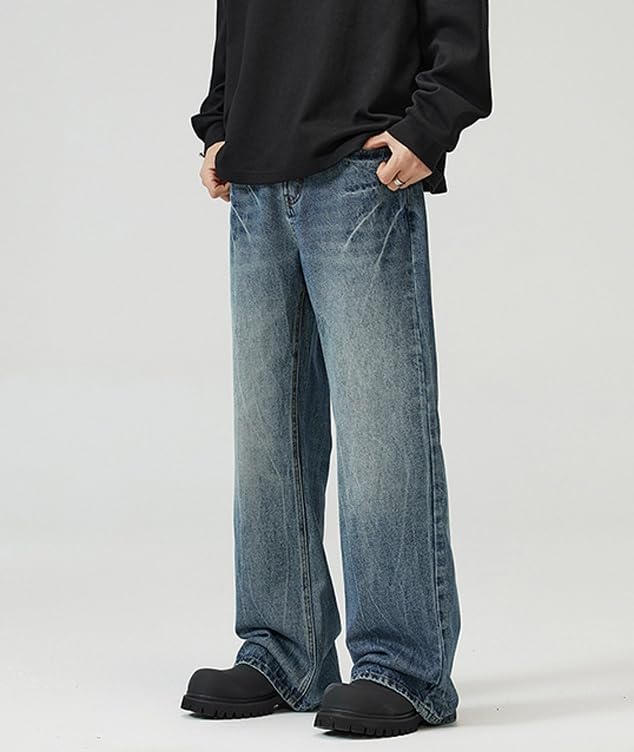 Y2k Baggy Flared Jeans Men 90s Vintage Bell Bottom Jeans Loose Fit Grunge Pants Casual Wide Leg Skater Denim Pants2