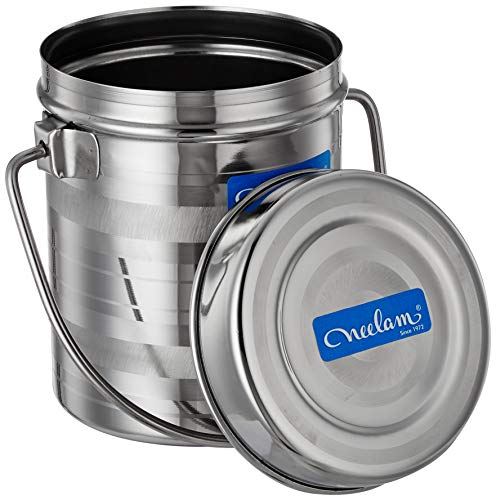 Image of Neelam Stainless Steel 11, 22 Gauge Diamond Milk Pot, 1400 ml, Stainless Steel Storage Can Useable As Steel Dabba, Milk, ghee, Oil Storage, Etc. Heavy Jointless Body, Induction Compatible, Silver