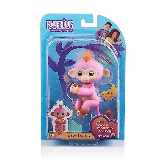 Fingerlings 2Tone Monkey - Summer (Pink with Orange Accents) - Interactive Baby Pet