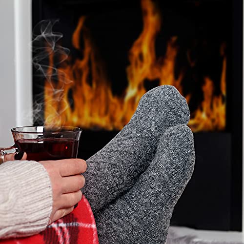 Image of Slipper Socks for Women with Grippers Non Slip, Sherpa Lined Slipper Socks