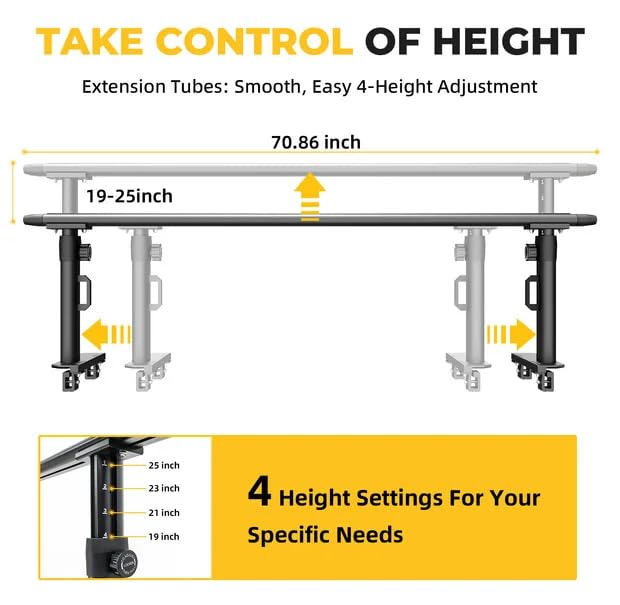 Image of TRUMGETA Ladder Rack for Truck, 800 LBS Capacity Truck Bed Rack, 19 inch-25 inch Height-Adjustable Aluminum Truck Ladder Racks, Fit for Large-Size Pickup Ford F150 /Ram 1500 /Chevy Silverado /Sierra No Bed Rails